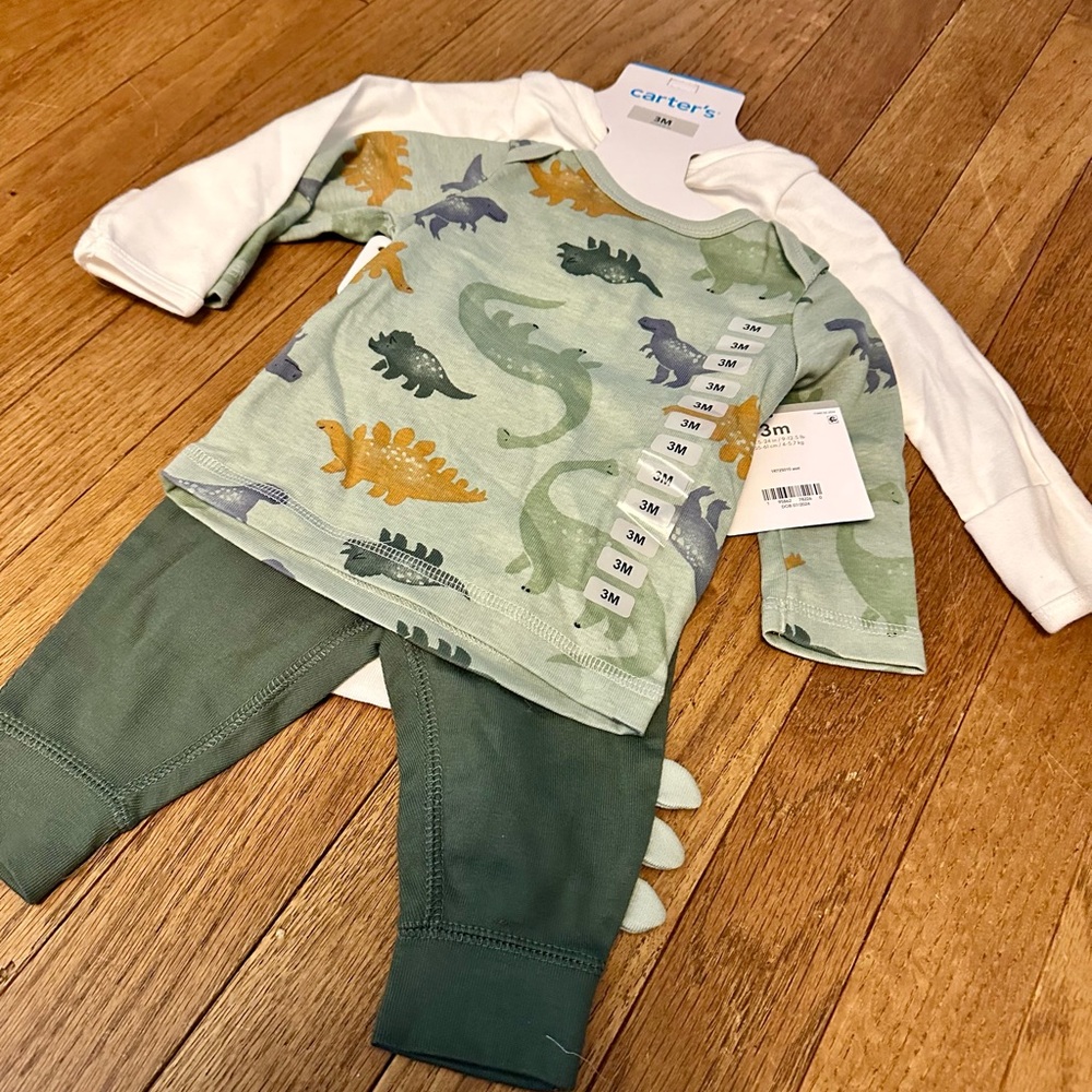 Carter's White and Green Baby Apparel